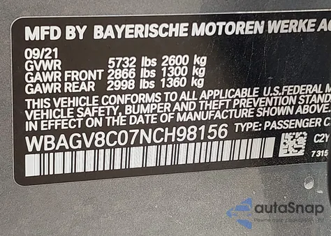 2022 BMW M850I Gtan Coupe xDrive из США, поврежденный, VIN WBAGV8C07NCH98156